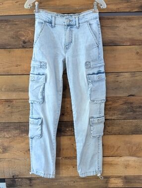Light Blue Cargo Boyfriend Jeans with Utility Pockets